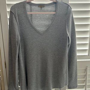 Lilla P Grey V-Neck Long Sleeve Sweater Top